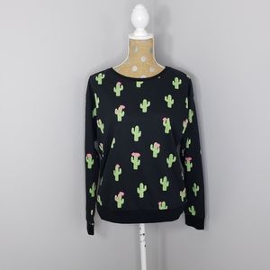 H & M Divided black green cactus sweatshirt Small